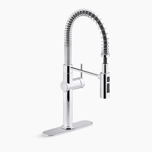 Kohler Crue Semi-professional kitchen sink faucet with three-function sprayhead K-22973-CP - Plumbing Market