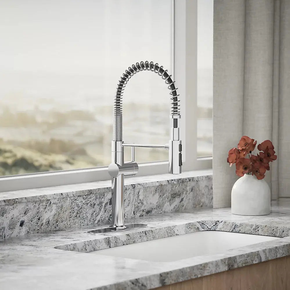 Kohler Crue Semi-professional kitchen sink faucet with three-function sprayhead - Plumbing Market