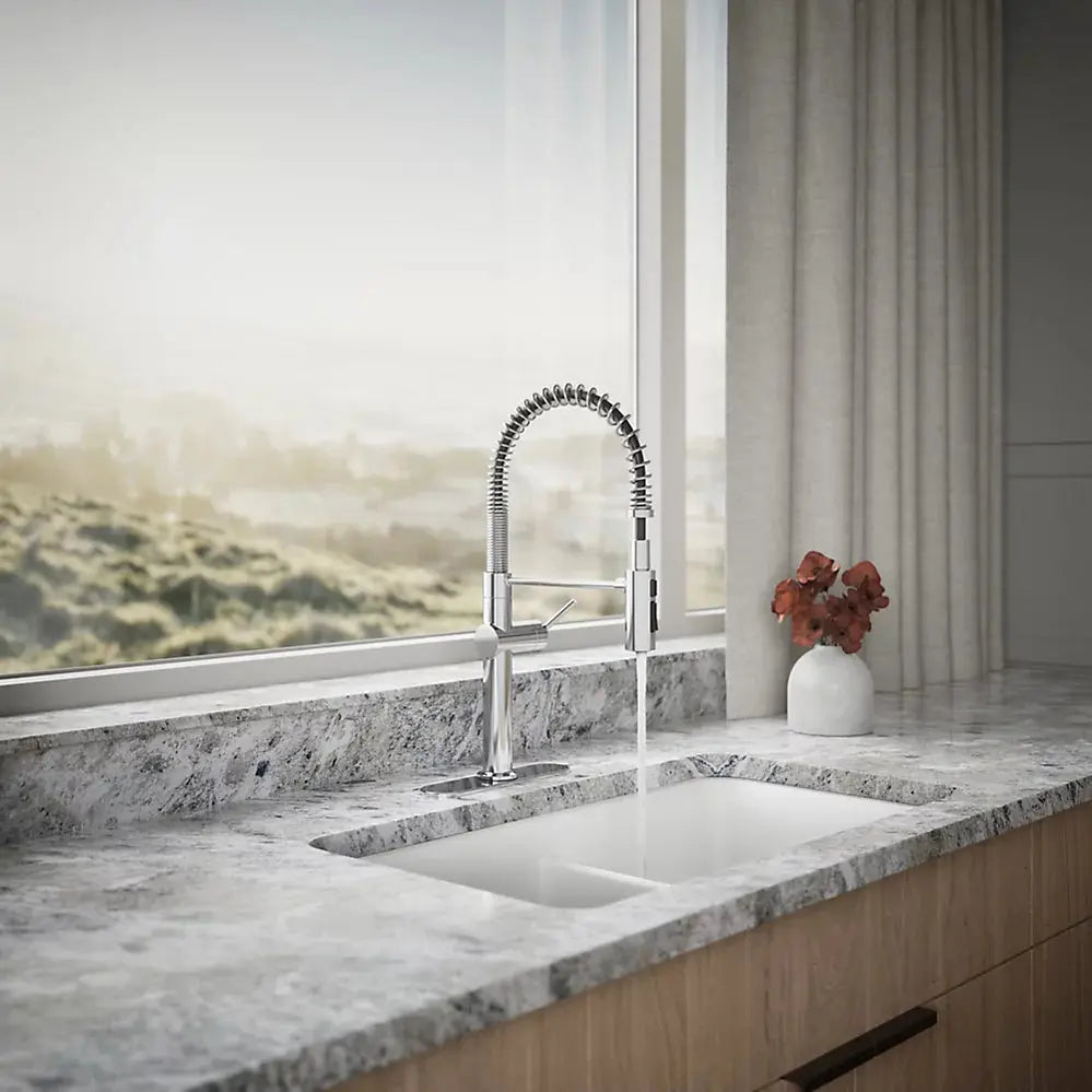 Kohler Crue Semi-professional kitchen sink faucet with three-function sprayhead - Plumbing Market