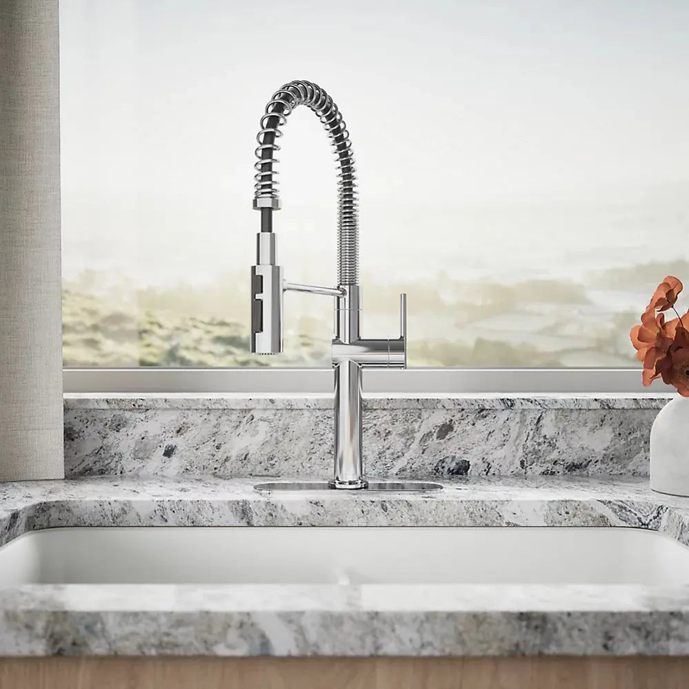 Kohler Crue Semi-professional kitchen sink faucet with three-function sprayhead - Plumbing Market