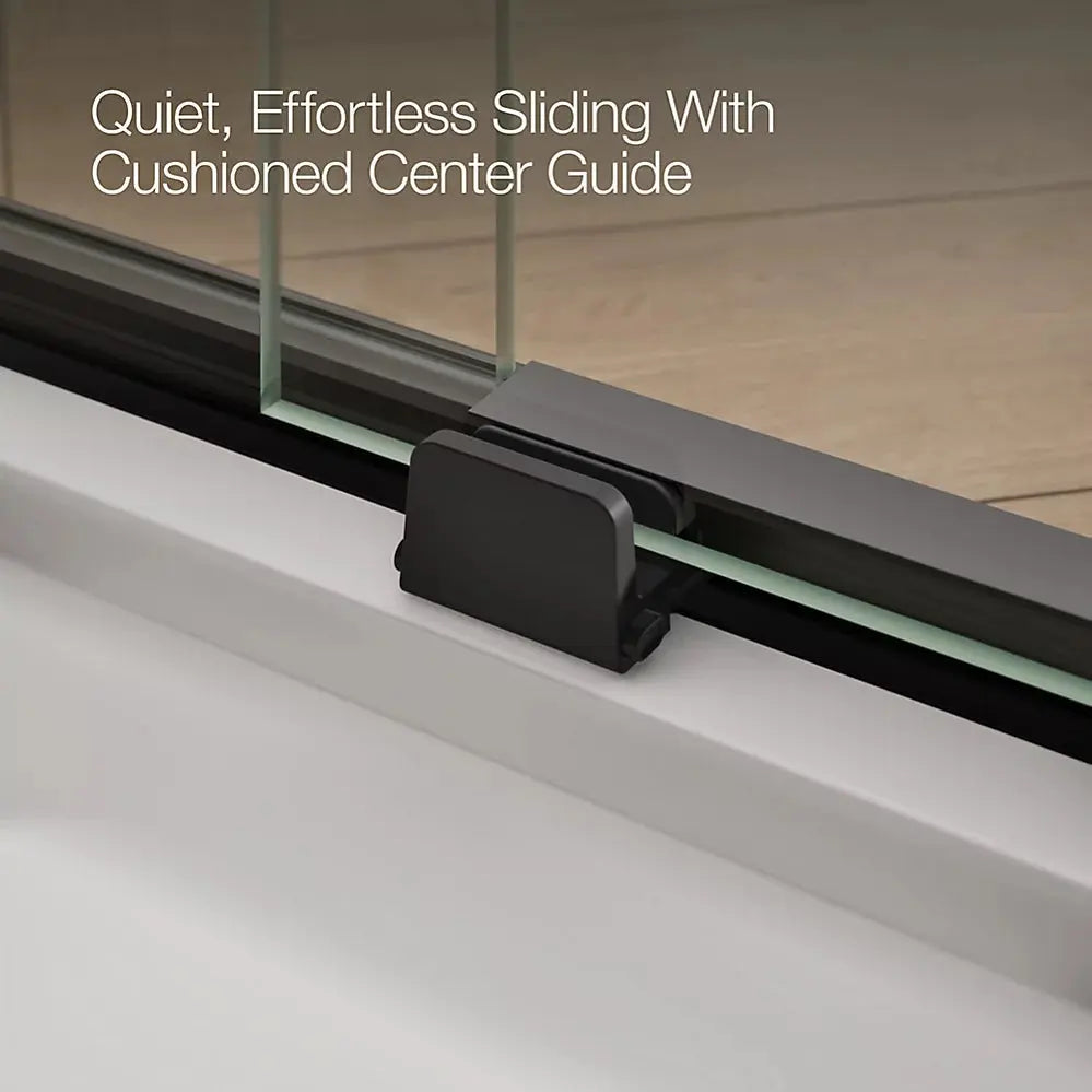 Kohler Elate Sliding shower door, 70-1/2" H x 56-1/4 - 59-5/8" W, with 1/4" thick Crystal Clear glass with rectangular grille pattern Matte Black - Plumbing Market