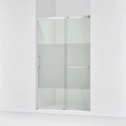 Kohler Elate Sliding shower door, 75-1/2" H x 50-1/4 - 53-5/8" W, with heavy 5/16" thick Crystal Clear glass with privacy band bright sliver - Plumbing Market