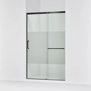 Kohler Elate Sliding shower door, 75-1/2" H x 50-1/4 - 53-5/8" W, with heavy 5/16" thick Crystal Clear glass with privacy band matte black - Plumbing Market