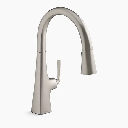 Kohler Graze Pull-down kitchen sink faucet with three-function sprayhead K-22062-VS - Plumbing Market
