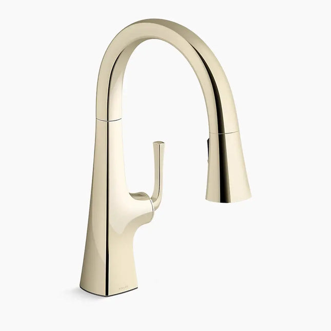 Kohler Graze Pull-down kitchen sink faucet with three-function sprayhead K-22063-AF - Plumbing Market