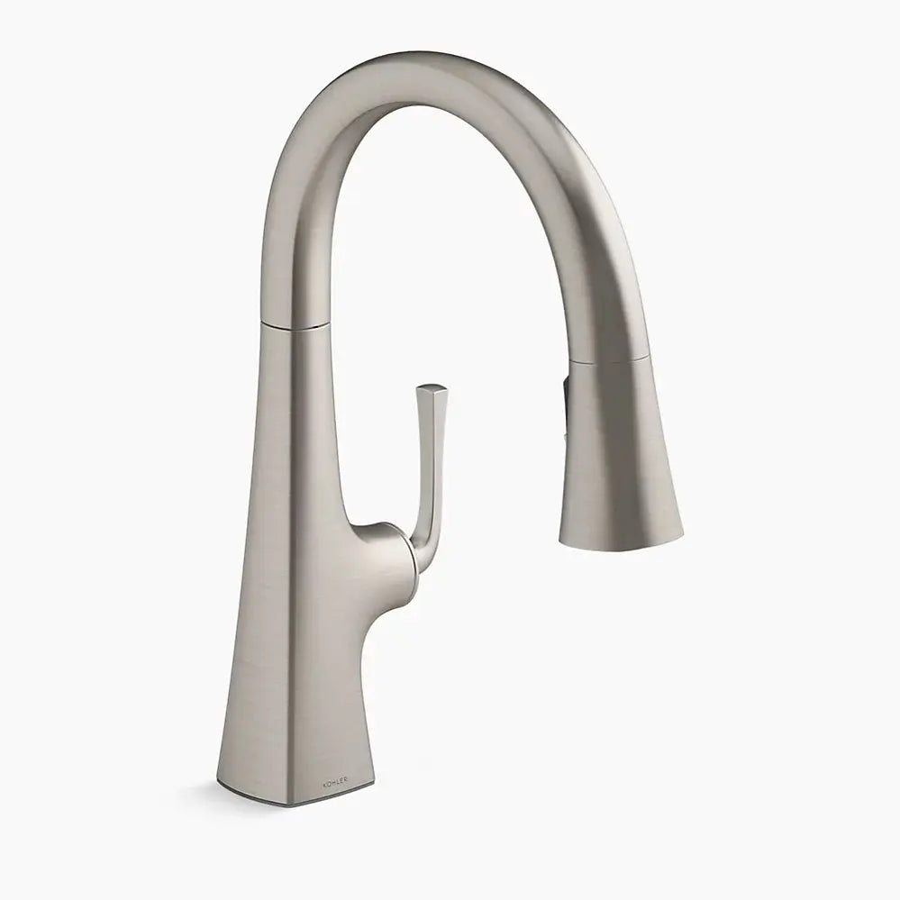 Kohler Graze Pull-down kitchen sink faucet with three-function sprayhead K-22063-VS - Plumbing Market