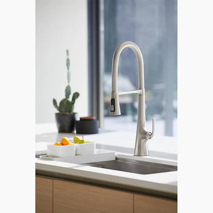 Kohler Graze Semi-professional kitchen sink faucet with three-function sprayhead K-22060-BL - Plumbing Market