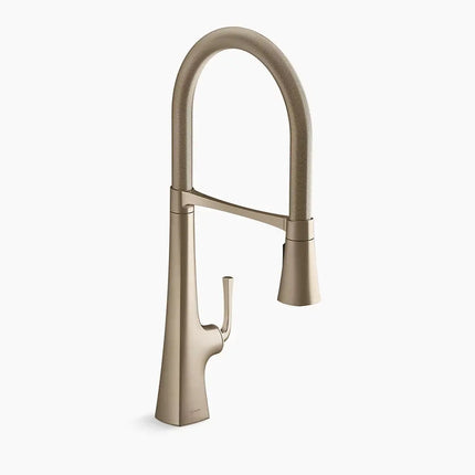 Kohler Graze Semi-professional kitchen sink faucet with three-function sprayhead K-22060-BV - Plumbing Market