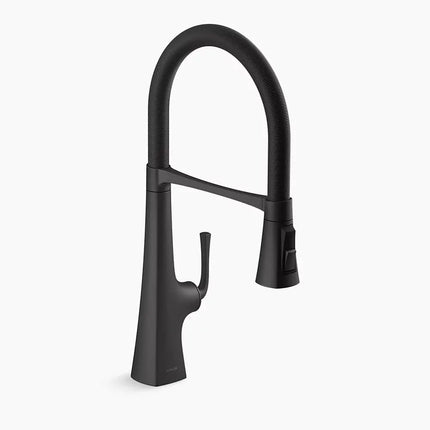 Kohler Graze Semi-professional kitchen sink faucet with three-function sprayhead K-22061-BL - Plumbing Market