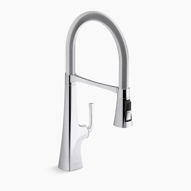 Kohler Graze Semi-professional kitchen sink faucet with three-function sprayhead K-22061-CP - Plumbing Market