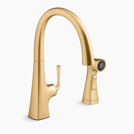 Kohler Graze Single-handle kitchen sink faucet with two-function side sprayer K-22064-2MB - Plumbing Market