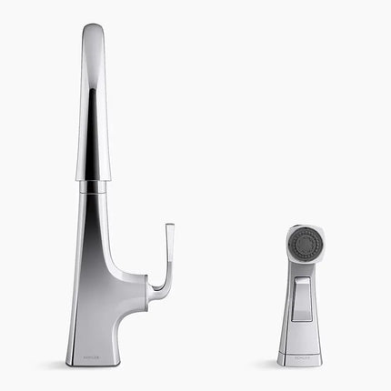 Kohler Graze Single-handle kitchen sink faucet with two-function side sprayer K-22064-BL - Plumbing Market