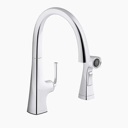 Kohler Graze Single-handle kitchen sink faucet with two-function side sprayer K-22064-CP - Plumbing Market