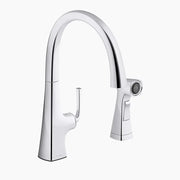 Kohler Graze Single-handle kitchen sink faucet with two-function side sprayer K-22064-CP - Plumbing Market