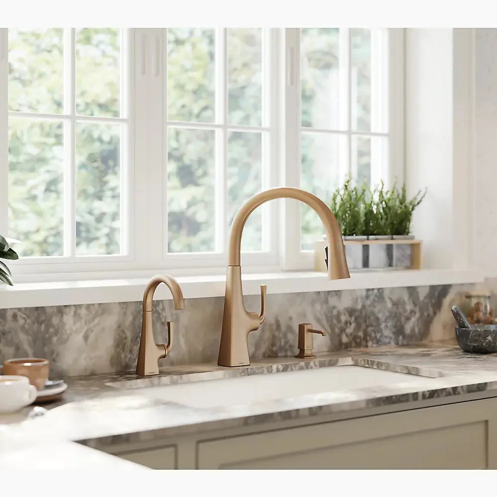 Kohler Graze Touchless pull-down kitchen sink faucet with KOHLER Konnect and three-function sprayhead K-22068-WB-VS - Plumbing Market