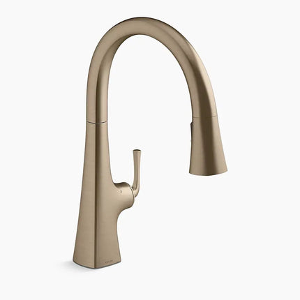 Kohler Graze Touchless pull-down kitchen sink faucet with three-function sprayhead K-22068-BV - Plumbing Market