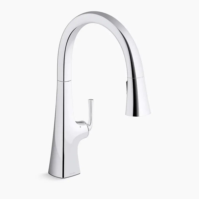 Kohler Graze Touchless pull-down kitchen sink faucet with three-function sprayhead K-22068-CP - Plumbing Market