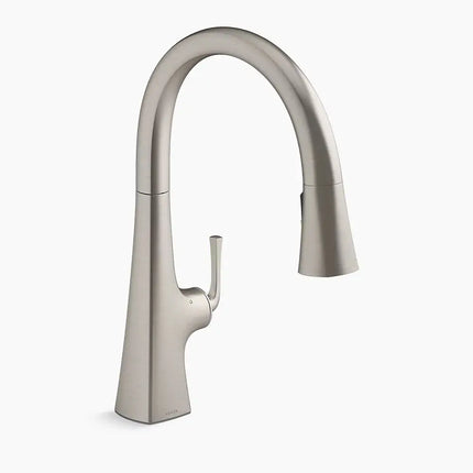 Kohler Graze Touchless pull-down kitchen sink faucet with three-function sprayhead K-22068-VS - Plumbing Market
