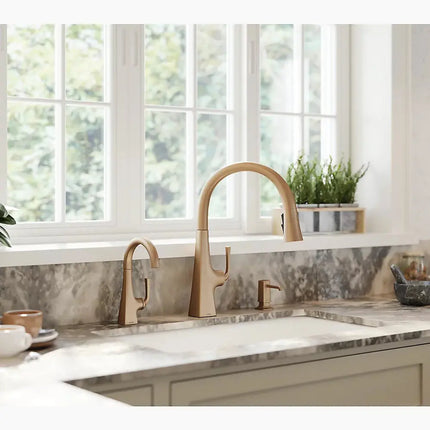 Kohler Graze Touchless pull-down kitchen sink faucet with three-function sprayhead K-22068-VS - Plumbing Market
