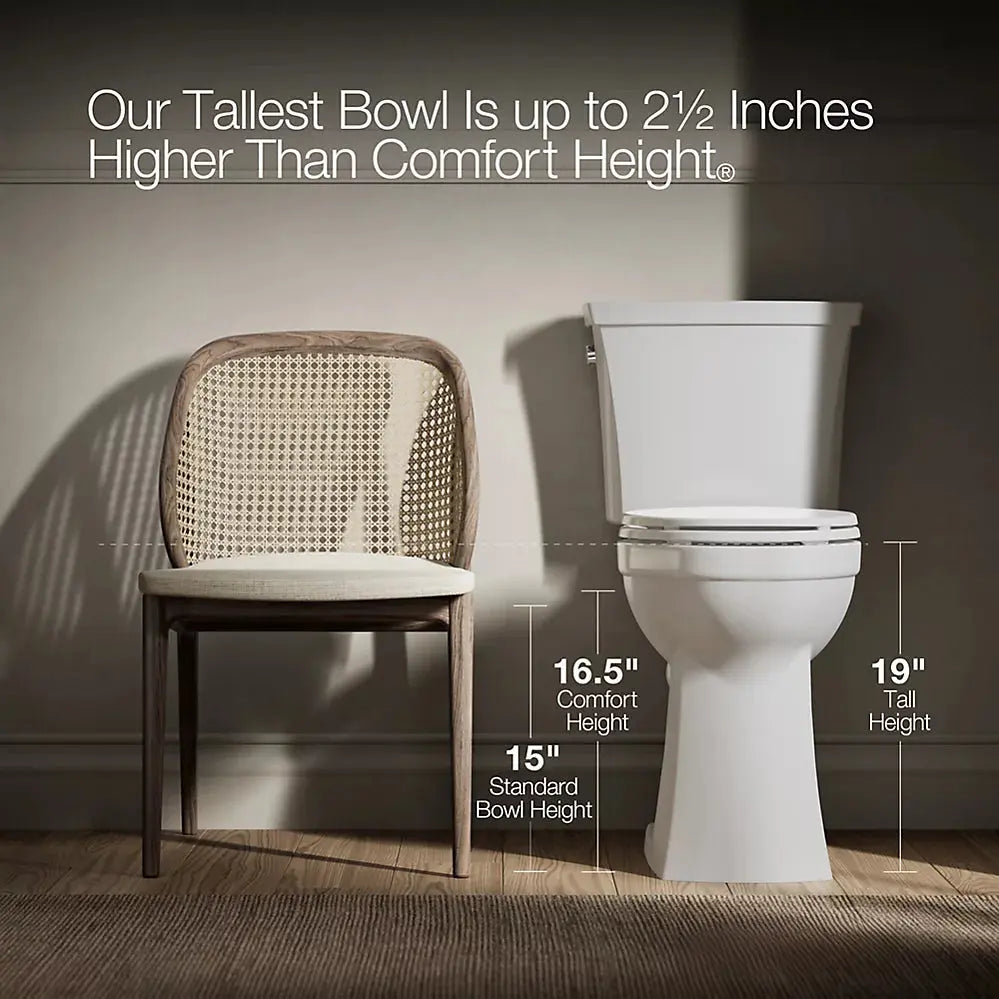 Kohler Highline Extra Tall two-piece elongated toilet White 25224-0 - Plumbing Market
