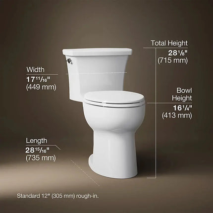 Kohler Highline One-piece elongated toilet, 1.28 gpf White 26813-0 - Plumbing Market