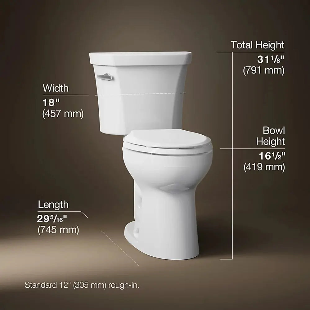 Kohler Highline Two-piece elongated toilet, 1.6 gpf less seat 360 flush - Plumbing Market