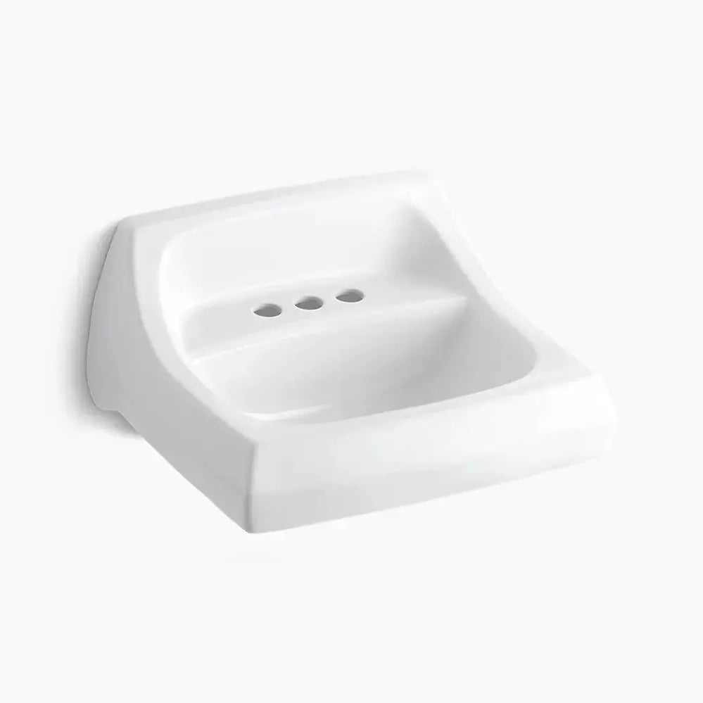Kohler Kingston 21-1/4" x 18-1/8" wall-mount/concealed arm carrier bathroom sink with 4" centerset faucet holes - Plumbing Market