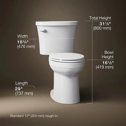 Kohler Kingston Chair Height Two-piece elongated toilet, 1.28 gpf - Plumbing Market