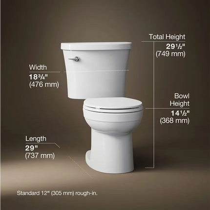 Kohler Kingston Two-piece round-front toilet, 1.28 gpf - Plumbing Market