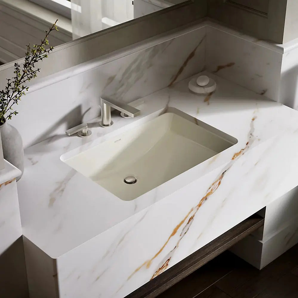 Kohler Ladena 23-1/4" rectangular undermount bathroom sink biscuit - Plumbing Market