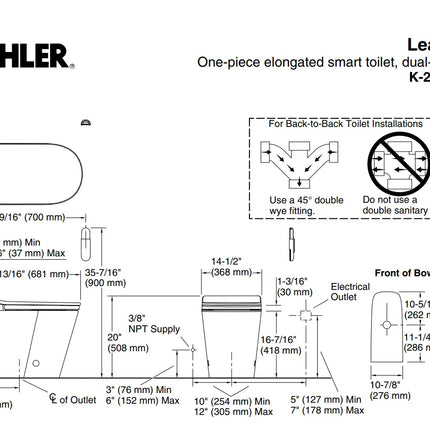 Kohler Leap One-piece elongated smart toilet, dual-flush K-28529-0 - Plumbing Market