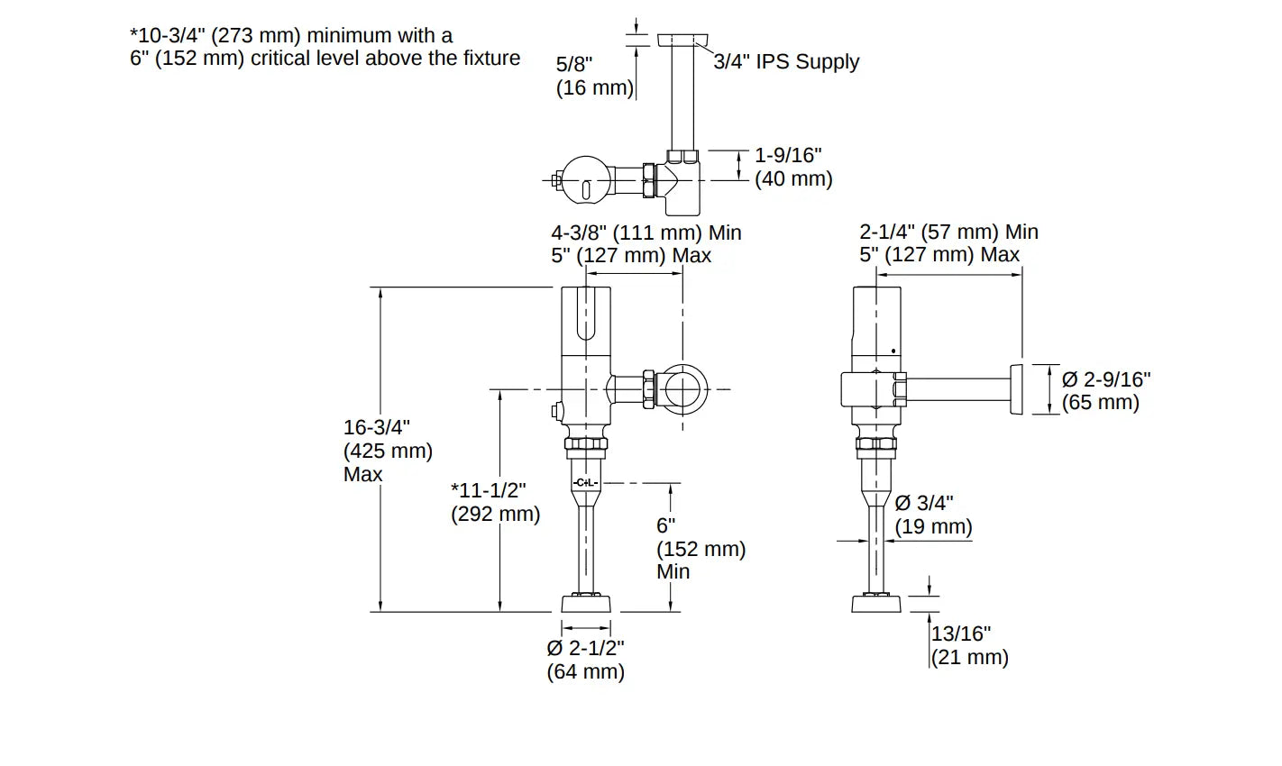 Kohler Mach WAVE Touchless urinal flushometer, DC-powered, 0.5 gpf 40UD00G20 - Plumbing Market