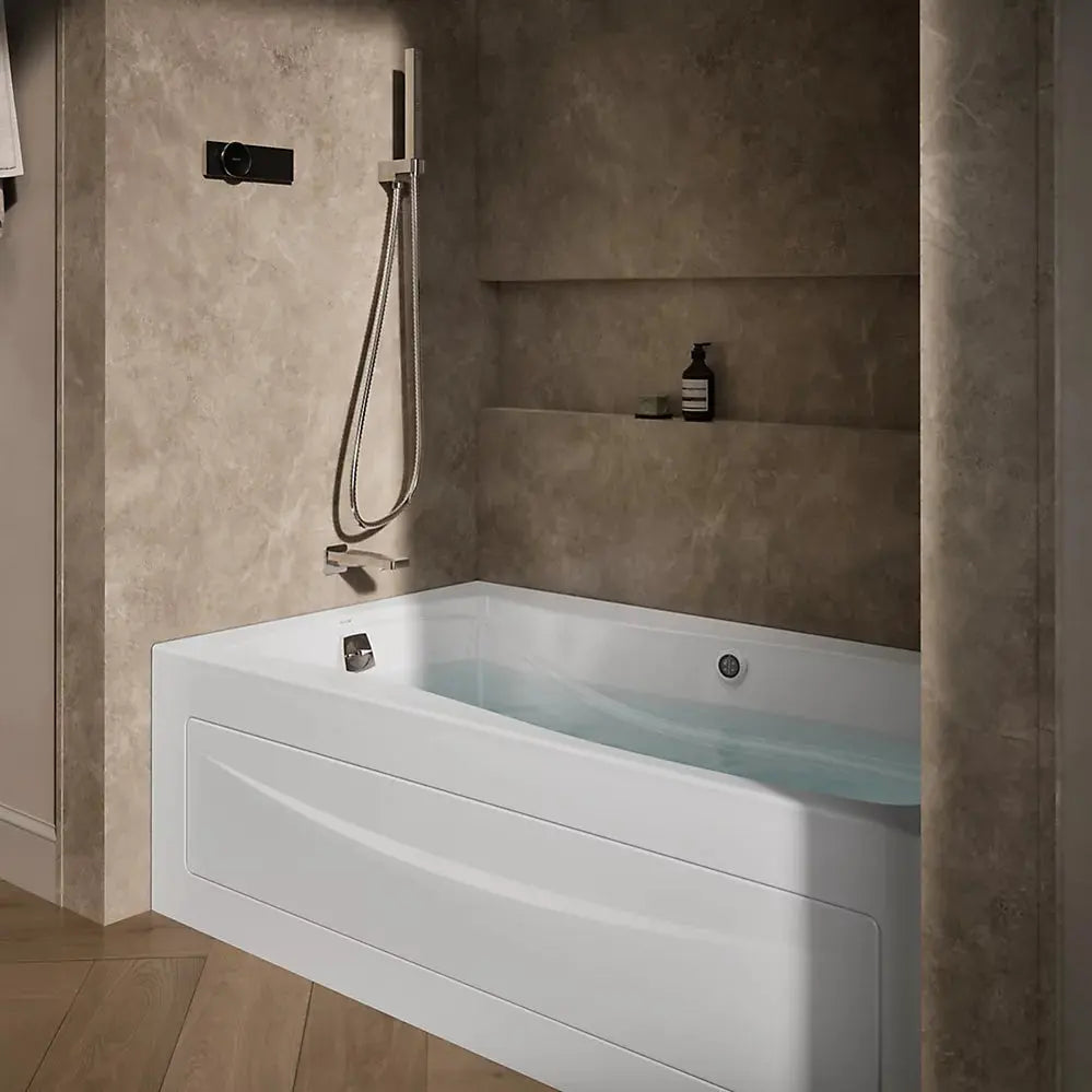 Kohler Mariposa 66" x 36" alcove Heated BubbleMassage air bath with Bask heated surface, left drain White - Plumbing Market