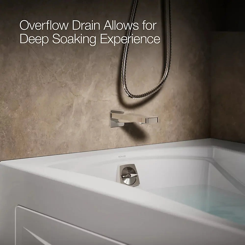 Kohler Mariposa 66" x 36" alcove Heated BubbleMassage air bath with Bask heated surface, left drain White - Plumbing Market