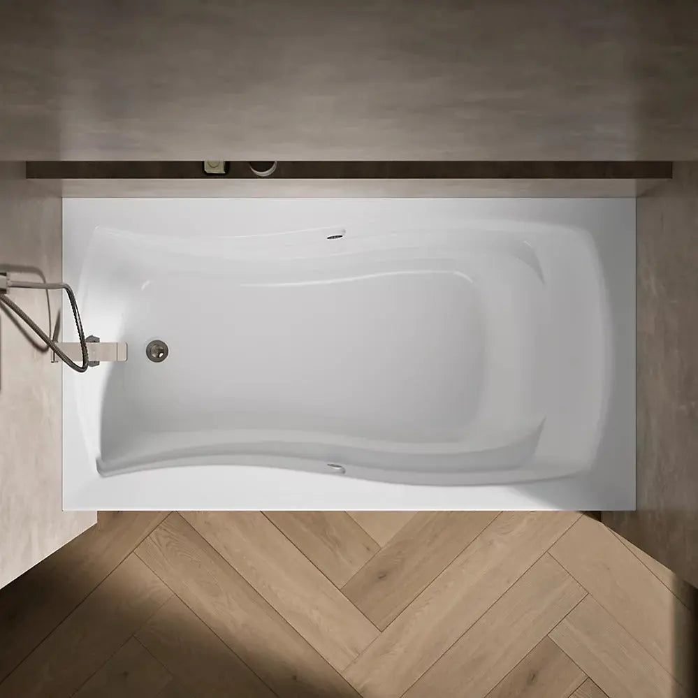 Kohler Mariposa 66" x 36" alcove Heated BubbleMassage air bath with Bask heated surface, left drain White - Plumbing Market