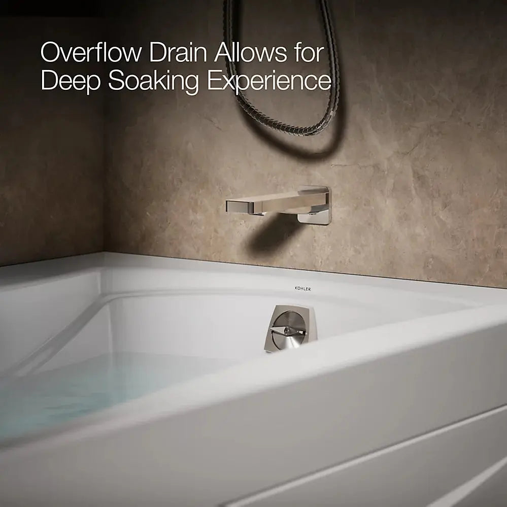 Kohler Mariposa 66" x 36" alcove Heated BubbleMassage air bath with Bask heated surface, right drain White - Plumbing Market