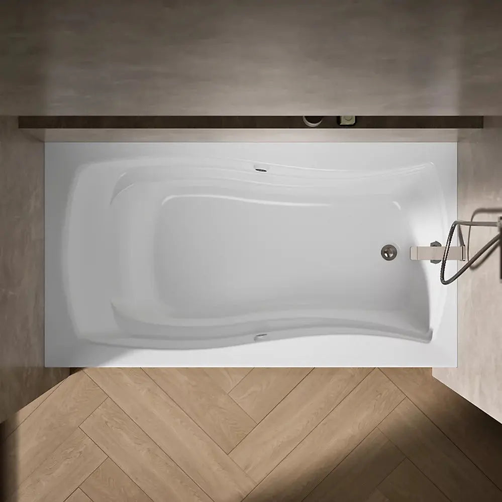 Kohler Mariposa 66" x 36" alcove Heated BubbleMassage air bath with Bask heated surface, right drain White - Plumbing Market