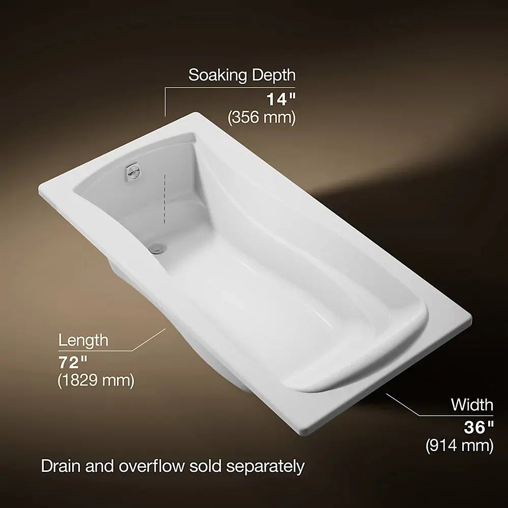 Kohler Mariposa 72" x 36" drop-in bath K-1259-0 - Plumbing Market