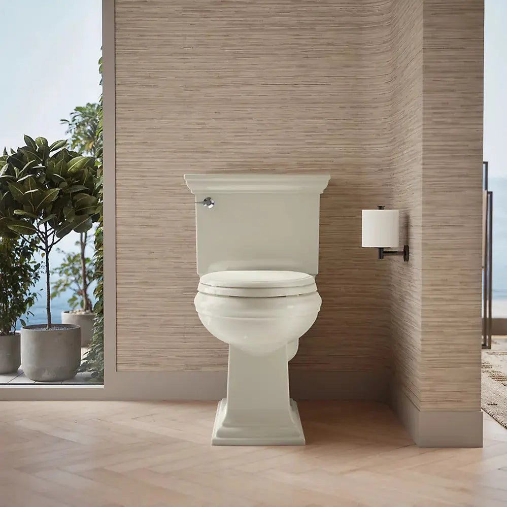 Kohler Memoirs Stately Two-piece elongated toilet, 1.28 gpf Biscuit 3817-96 - Plumbing Market
