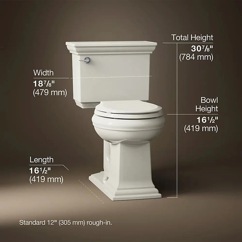 Kohler Memoirs Stately Two-piece round-front toilet, 1.28 gpf Biscuit 3933-96 - Plumbing Market