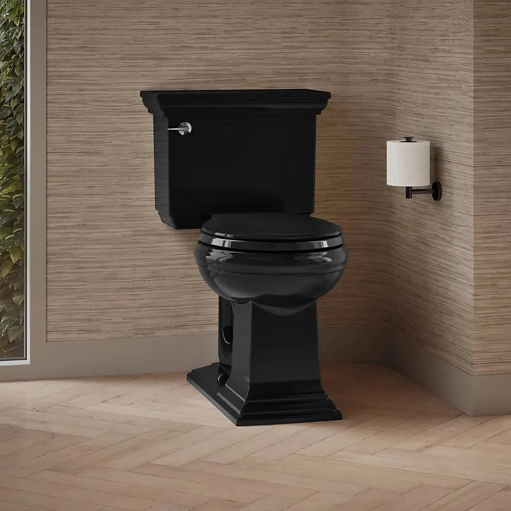 Kohler Memoirs Stately Two-piece round-front toilet, 1.28 gpf in Black - Plumbing Market