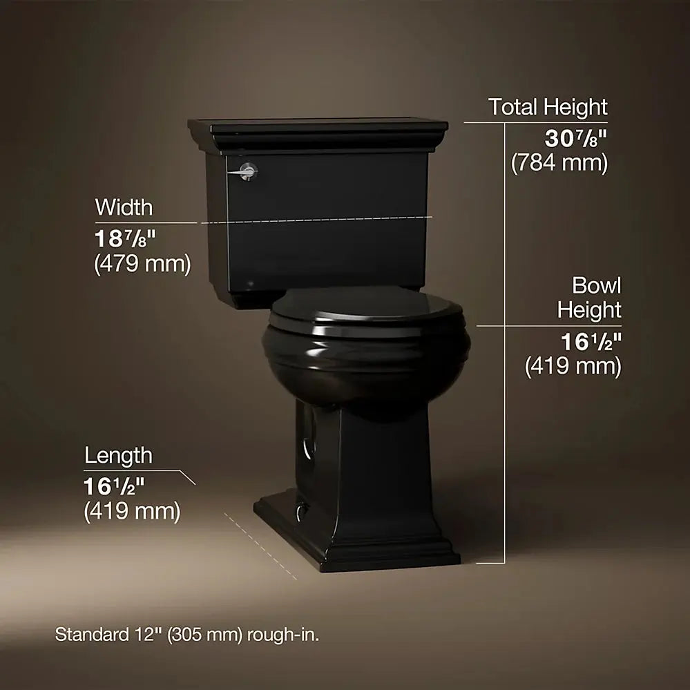 Kohler Memoirs Stately Two-piece round-front toilet, 1.28 gpf in Black - Plumbing Market