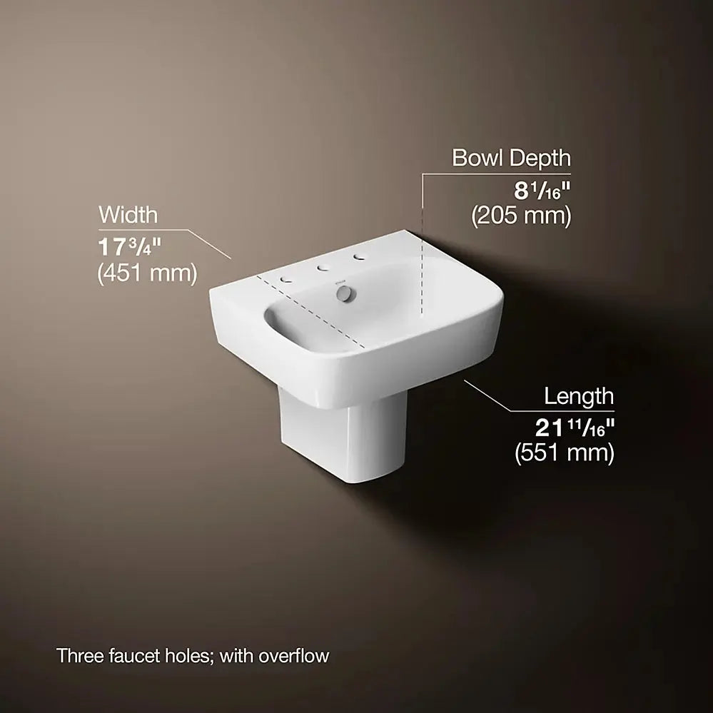 Kohler ModernLife 21-3/4" rectangular wall-mount bathroom sink white - Plumbing Market
