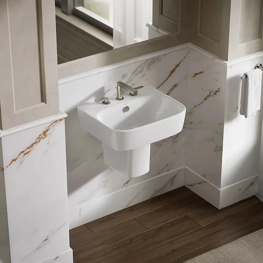Kohler ModernLife 21-3/4" rectangular wall-mount bathroom sink white - Plumbing Market