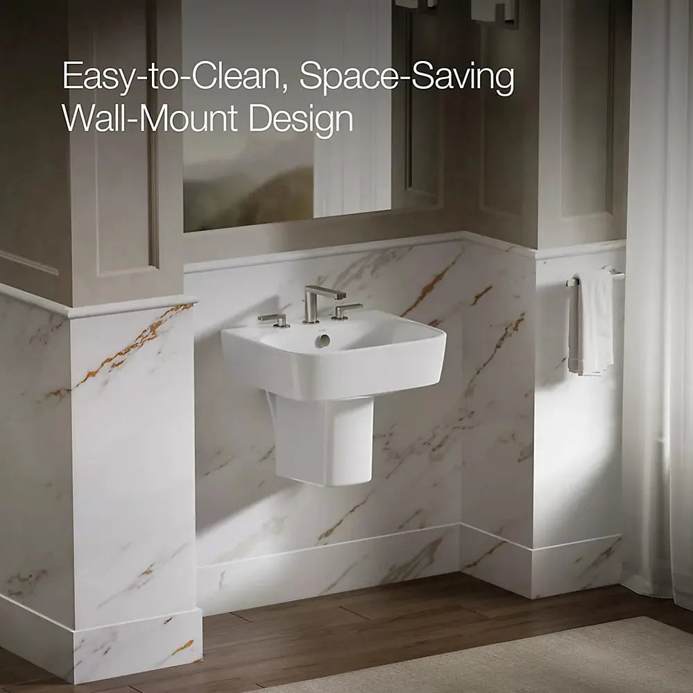 Kohler ModernLife 21-3/4" rectangular wall-mount bathroom sink white - Plumbing Market