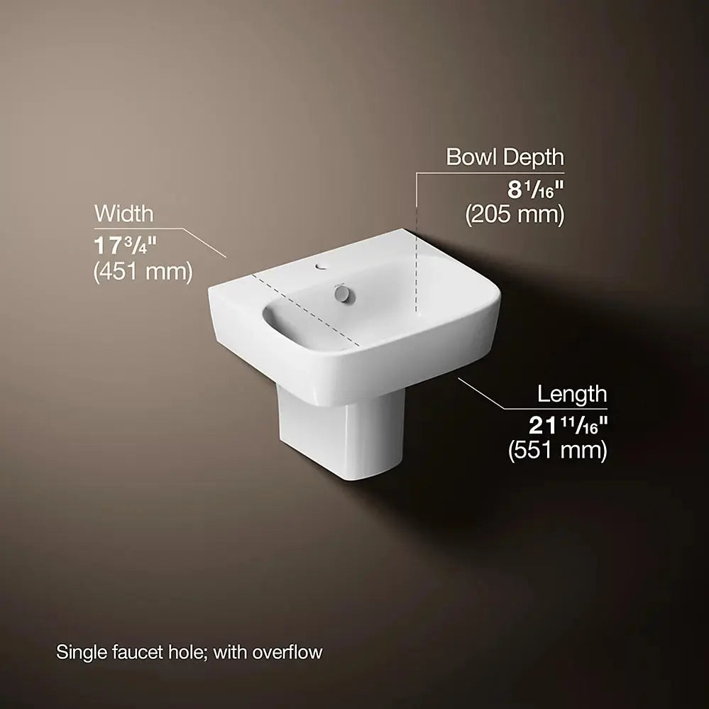 Kohler ModernLife 21-3/4" rectangular wall-mount bathroom sink with shroud single hole - Plumbing Market