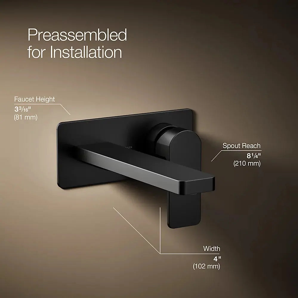 Kohler Parallel Wall-mount single-handle bathroom sink faucet, 1.2 gpm K-22567-4-BL - Plumbing Market