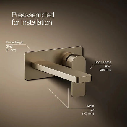 Kohler Parallel Wall-mount single-handle bathroom sink faucet, 1.2 gpm K-22567-4-BV - Plumbing Market