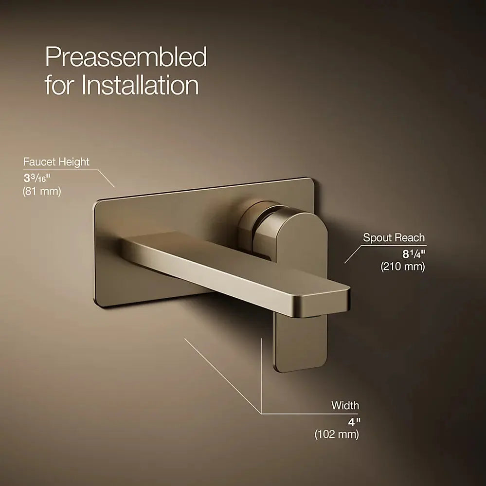 Kohler Parallel Wall-mount single-handle bathroom sink faucet, 1.2 gpm K-22567-4-BV - Plumbing Market
