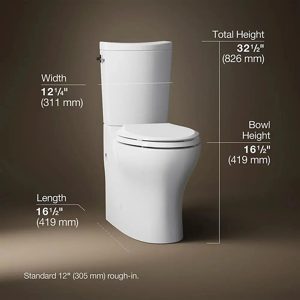 Kohler Persuade Curv Two-piece elongated toilet with skirted trapway, dual-flush less seat - Plumbing Market